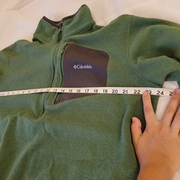 Columbia Men's Half Zip Sweater Top Omni-wick Pullover Long Sleeve Green L - Picture 11 of 12